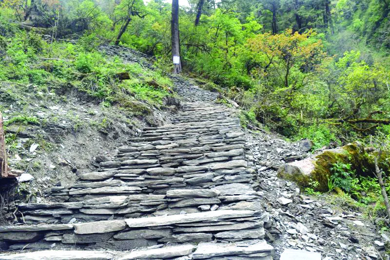 मुस्ताङको मार्फामा पदमार्ग निर्माण