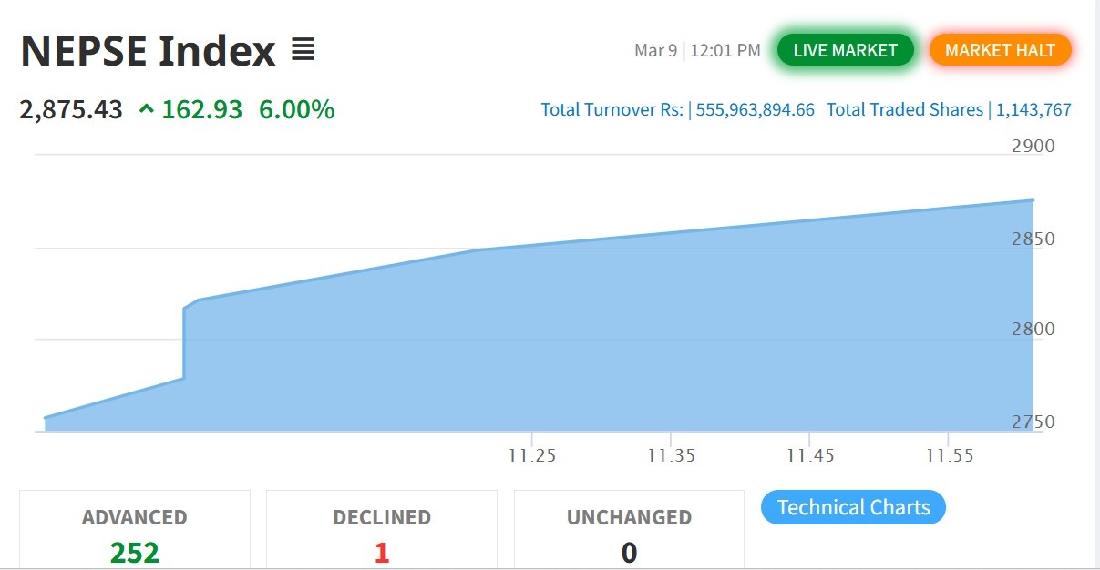 नेप्सेमा तेस्रो सर्किट ब्रेक, आजको लागि शेयर कारोबार बन्द